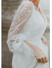 Deep V Neck Ivory Lace Tulle Romantic Wedding Dress